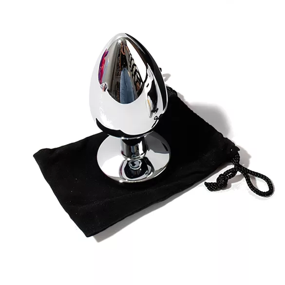Sunfo - plug anal metálico com pedra em forma de coração - prata/rosa