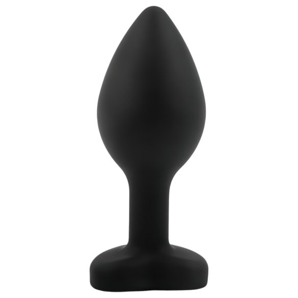 Sunfo - plug anal em silicone com pedra em forma de coração - preto e branco