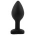 Sunfo - plug anal em silicone com pedra em forma de coração - preto e branco