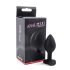 Sunfo - plug anal em silicone com pedra em forma de coração - preto e branco