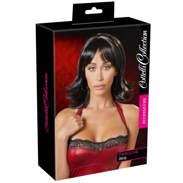 Cottelli - peruca feminina preta lisa, acessório para fantasia