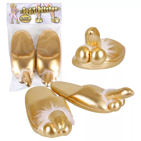 Pantufas com pénis (douradas)