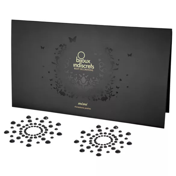 Diamantes brilhantes - adesivo mamilo strass - preto