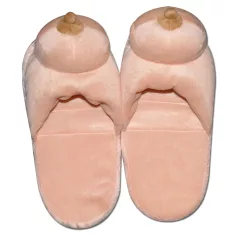 Chinelo divertido seios - bege - pelúcia