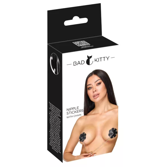 Bad Kitty - autocolantes de mamilos com tachas e corrente (preto)