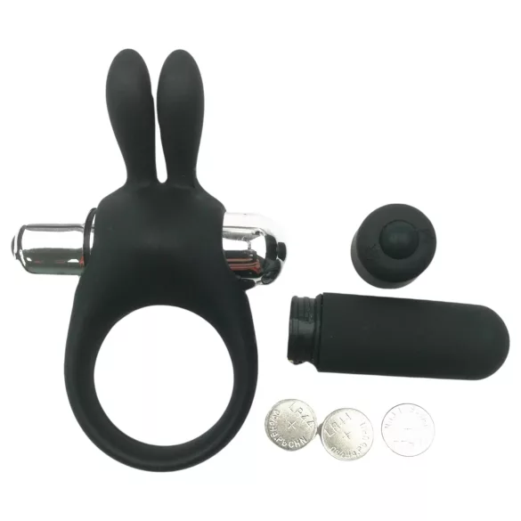 Pulselock Vantr - anel peniano vibratório com coelhinho (preto) - 30 mm