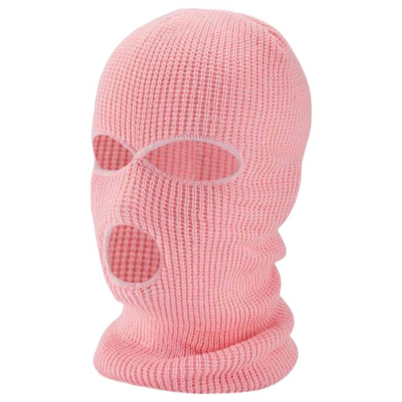 Balaclava - máscara erótica tricô com 3 aberturas - rosa