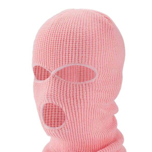 Balaclava - máscara erótica tricô com 3 aberturas - rosa
