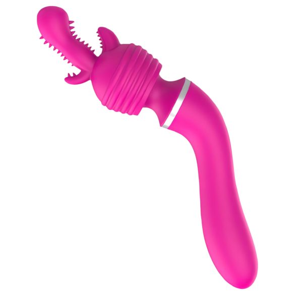 Lonely 2in1 - vibrador ponto G e massageador - 3 acessórios - silicone rosa