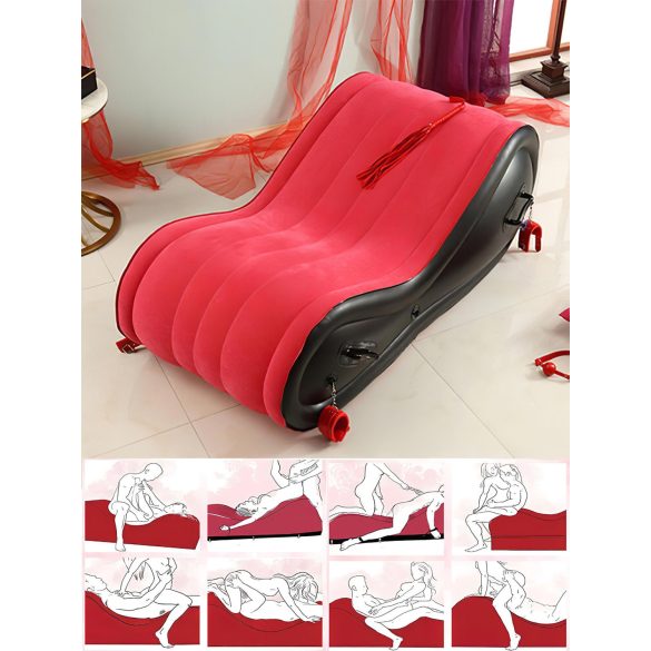 Magic Pillow - Mobiliário sexual inflável BDSM - com algema - grande vermelho