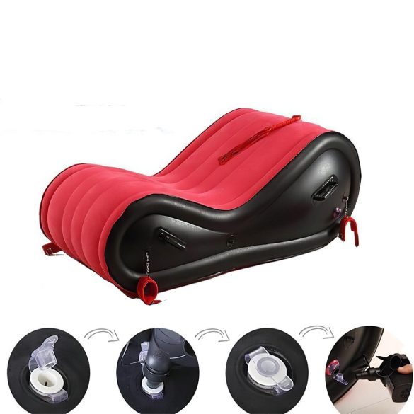 Magic Pillow - Mobiliário sexual inflável BDSM - com algema - grande vermelho