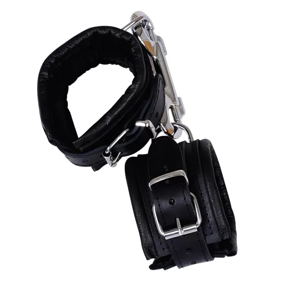 ZADO - algema de couro para pulso com mosquetão - preto