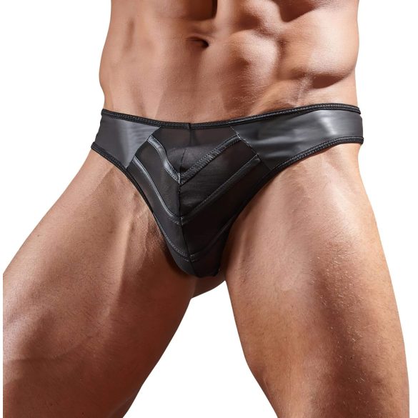 Brilhante - tanga masculino - detalhe transparente - preto