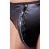 Svenjoyment - tanga masculino brilhante com zíper e strass - preto