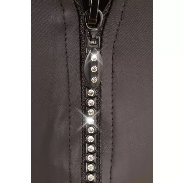 Svenjoyment - tanga masculino brilhante com zíper e strass - preto - M