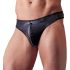 Svenjoyment - tanga masculino brilhante com zíper e strass - preto - L