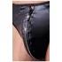 Svenjoyment - tanga masculino brilhante com zíper e strass - preto - XL