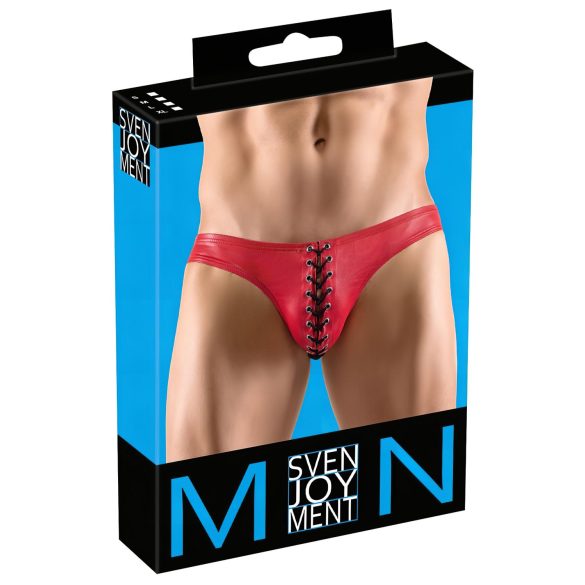 Svenjoyment - cueca masculina com cadarço preto - detalhe vermelho - M