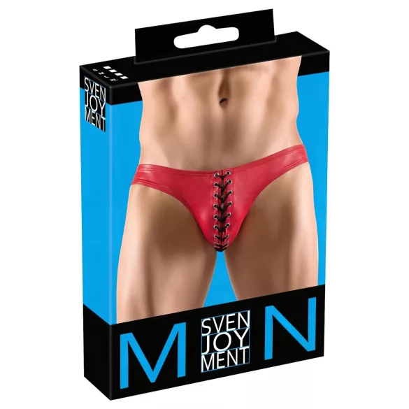 Svenjoyment - cueca masculina com cadarço preto - detalhe vermelho - M