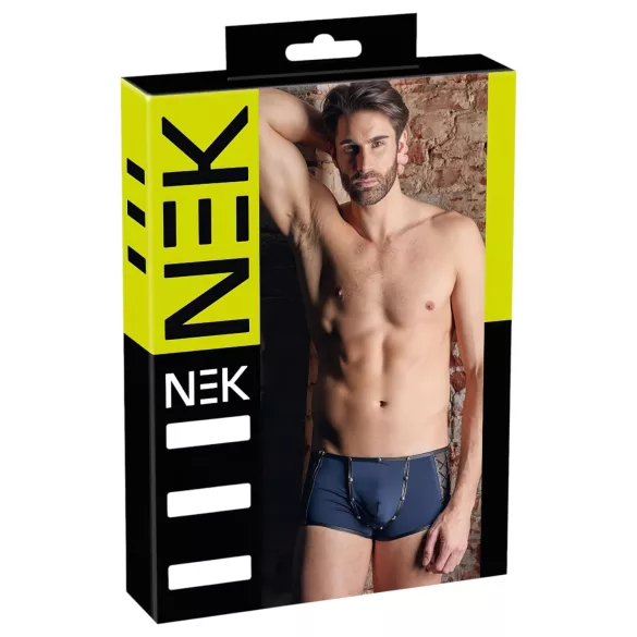 NEK - cueca boxer masculina - renda com cadarço - preto e azul - L