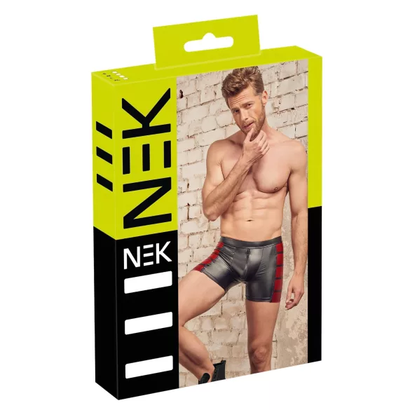 NEK - cueca boxer com zíper - detalhe vermelho lateral - preta