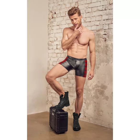 NEK - cueca boxer com zíper - detalhe vermelho lateral - preta - L