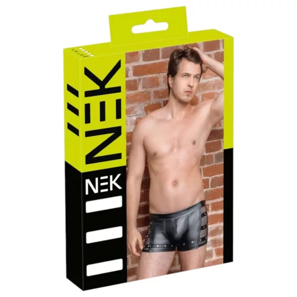 NEK - cueca boxer masculina - tachinhas e zíper - preta