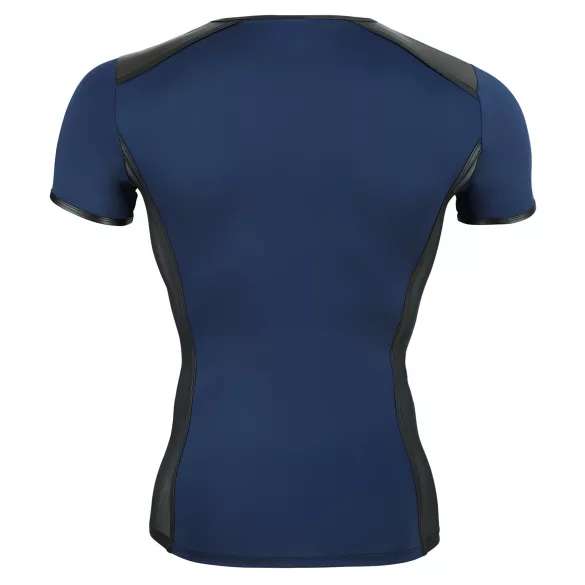 NEK - camisa masculina sexy com cordão e renda preta - azul - L