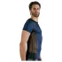 NEK - camisa masculina sexy com cordão e renda preta - azul - L