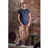 NEK - camisa masculina sexy com cordão e renda preta - azul - L