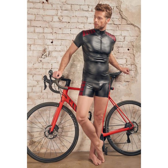 NEK - jaqueta masculina com zíper - detalhe vermelho - preta - L