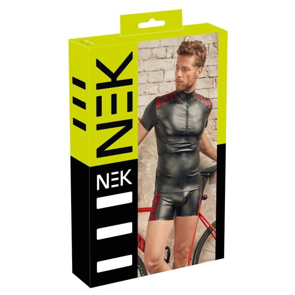 NEK - jaqueta masculina com zíper - detalhe vermelho - preta - XL