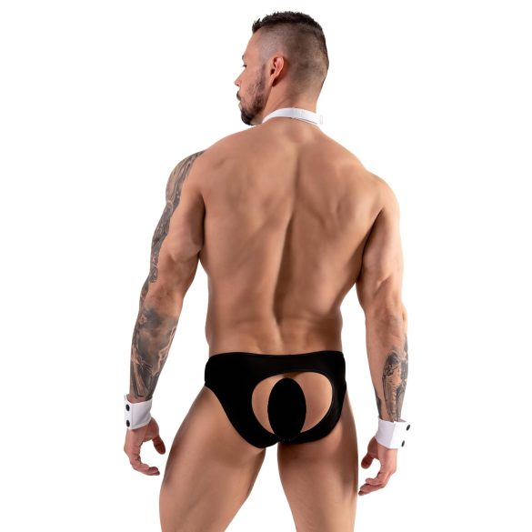 Svenjoyment - tanga de garçom masculino - conjunto fantasia - preto e branco