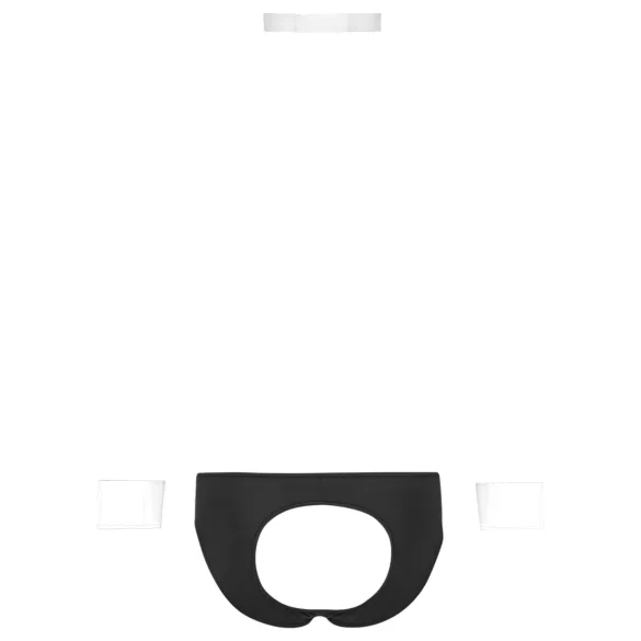 Svenjoyment - tanga de garçom masculino - conjunto fantasia - preto e branco