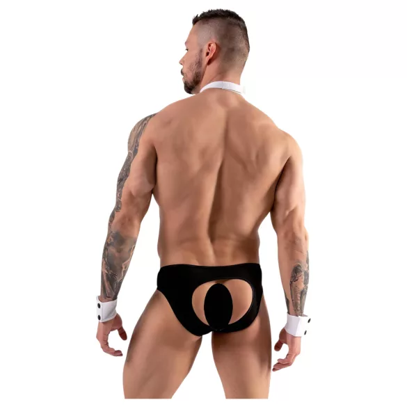 Svenjoyment - tanga de garçom masculino - conjunto fantasia - preto e branco - M