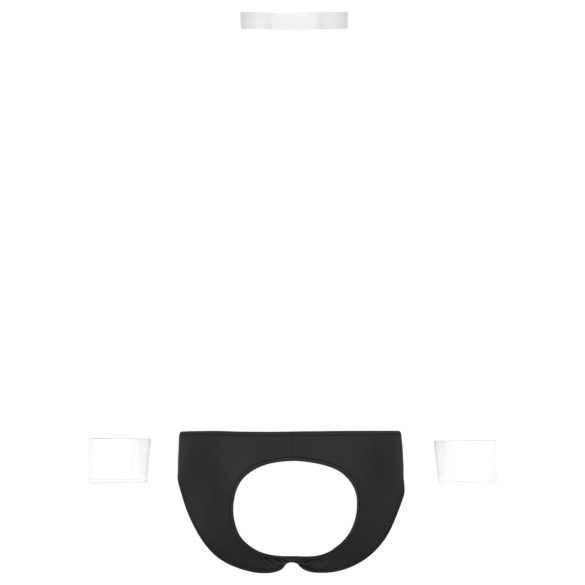 Svenjoyment - tanga de garçom masculino - conjunto fantasia - preto e branco - M