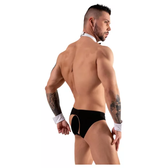 Svenjoyment - tanga de garçom masculino - conjunto fantasia - preto e branco - L