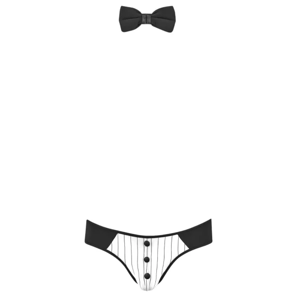 Svenjoyment - tanga de garçom masculino - conjunto fantasia - preto e branco - XL