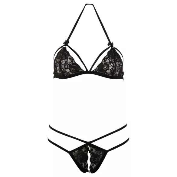 Cottelli - Conjunto de lingerie rendado aberto - preto