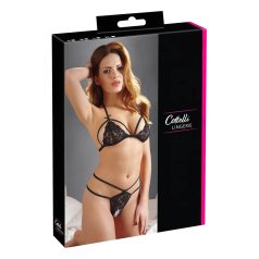 Cottelli - Conjunto de lingerie rendado aberto - preto - L