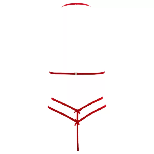 Cottelli - conjunto lingerie renda aberto - sutiã e calcinha - vermelho - M