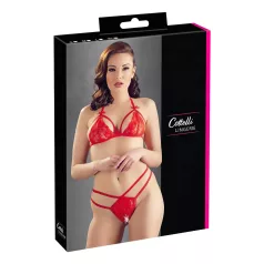   Cottelli - conjunto lingerie renda aberto - sutiã e calcinha - vermelho - L