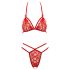 Cottelli - conjunto lingerie renda aberto - sutiã e calcinha - vermelho - XL