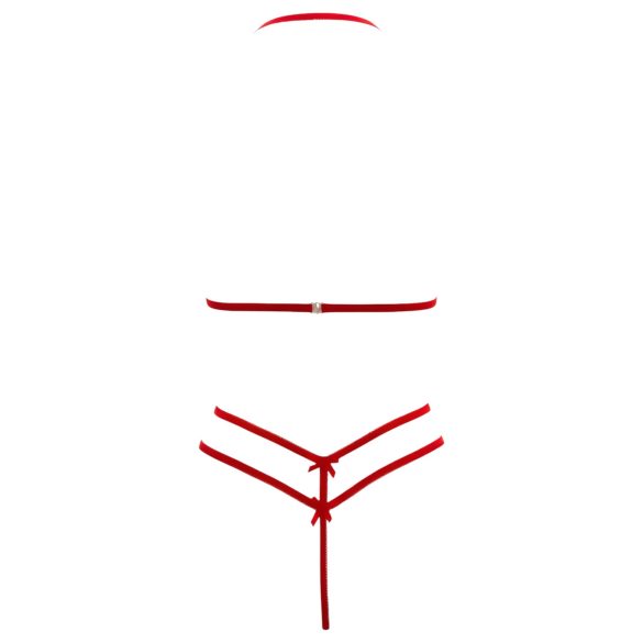 Cottelli - conjunto lingerie renda aberto - sutiã e calcinha - vermelho - XL