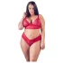 Cottelli Plus Size - conjunto lingerie plus size - renda macia - vermelho