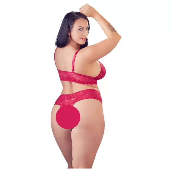 Cottelli Plus Size - conjunto lingerie plus size - renda macia - vermelho - 2XL