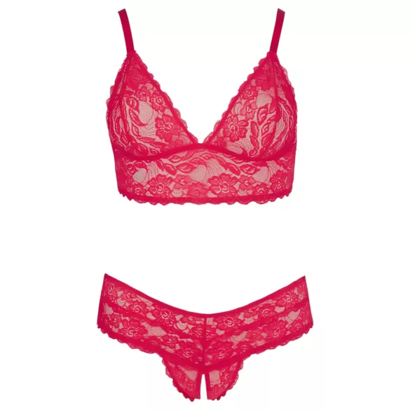 Cottelli Plus Size - conjunto lingerie plus size - renda macia - vermelho - 2XL