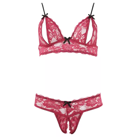 Cottelli - conjunto de lingerie rendado - sutiã e calcinha - vermelho