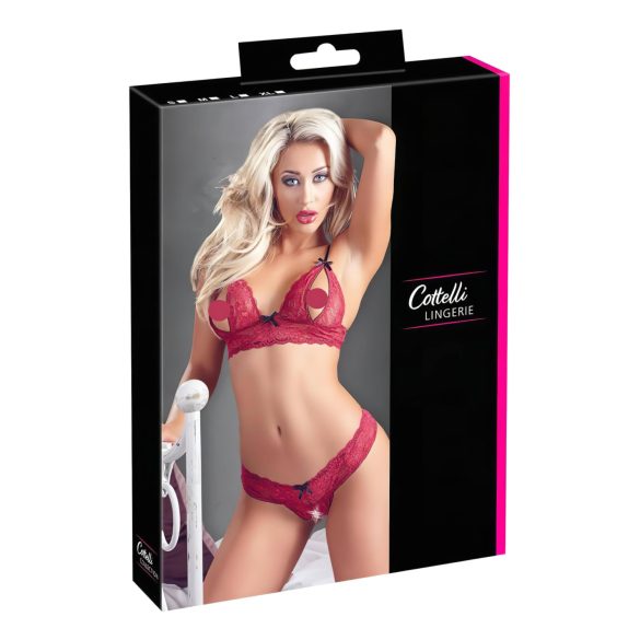 Cottelli - conjunto de lingerie rendado - sutiã e calcinha - vermelho - M