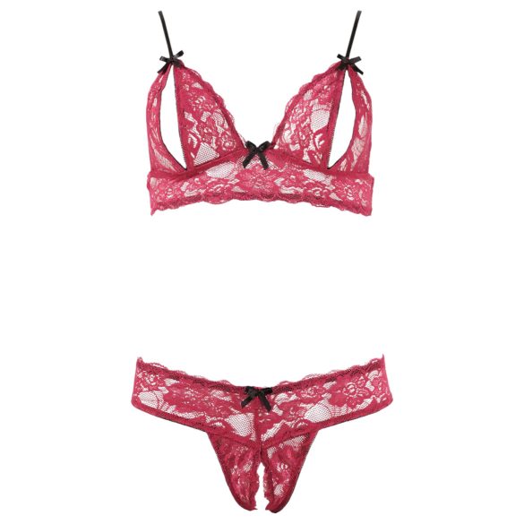 Cottelli - conjunto de lingerie rendado - sutiã e calcinha - vermelho - M